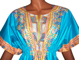 Afrikaanse dashiki jurk TURQUOISE | kaftanjurkje | Vlisco ANGELINA