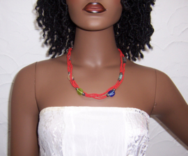 KRALENSNOER ketting / armband rood 112 cm | Boho - Hippie style
