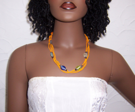 KRALENSNOER ketting / armband oranje 114 cm | Boho - Hippie style