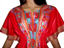 Afrikaanse dashiki jurk CORAL RED | kaftanjurkje | Vlisco ANGELINA