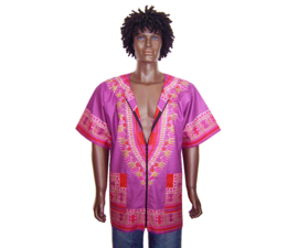 Dashiki vest/shirt met rits PURPLE Vlisco ANGELINA | unisex