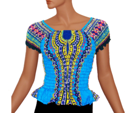 African Gypsy smock top TURQUOISE | baby doll topje