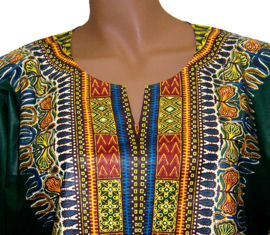 Afrikaans dashiki shirt  DARK GREEN | Vlisco ANGELINA | unisex