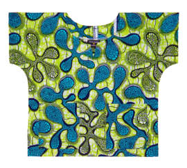 Dashiki set unisex KORAAL | shirt + short | Vlisco Wax Block print | kleuter maat L = 5-6 jaar