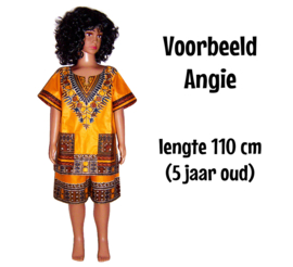 African dashiki set MINT GREEN | shirt + short | Vlisco ANGELINA | unisex maat L = 6-8 jaar