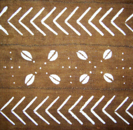 Bogolan mud cloth uit Mali - Afrikaanse modderdoek Bambara - mustard doek 110x160 cm (#1)