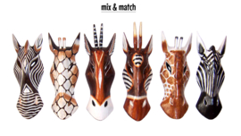 30 cm Houten ZEBRA masker KENNYA - Afrikaans dierenmasker