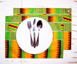 Afrikaanse PLACEMATS Kente | set van 2 | african wax print  | 32,5 x 45 cm | 100% katoen Ankara stof