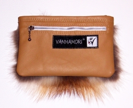 FOXY leren portemonnee mini-clutch met vossenhuid