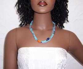 KRALENSNOER ketting / armband lichtblauw 108 cm | Boho - Hippie style