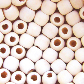 HOUTEN KRALEN 12 mm blank hout  | groot rijggat | 8 stuks