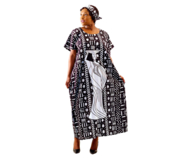 Afrikaanse MUD CLOTH print kaftan 100% katoen | woman #3