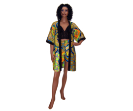 African KIMONO JACKET + SHORTS set LONI | afrikaanse wax print | L