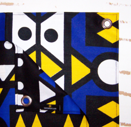 Afrikaanse PLACEMATS Samakaka blauw-geel | set van 2 | african wax print  | 32,5 x 45 cm | katoen