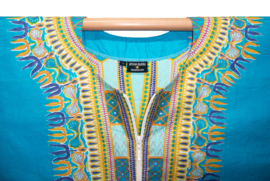 Dashiki vest met rits TURQUOISE | Vlisco ANGELINA | unisex | maat L