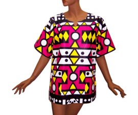 Afrikaans dashiki shirt | unisex | SAMACACA ANGOLA pink-geel