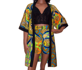 African KIMONO JACKET + SHORTS set LONI | afrikaanse wax print | L