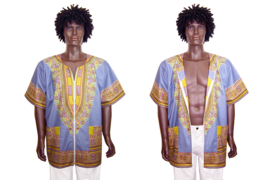 Dashiki vest/shirt met witte rits LILA Vlisco ANGELINA | unisex