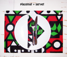 Afrikaanse SERVETTEN Samakaka rood-groen | set van 2 | african wax print napkins  | 35 x 35 cm