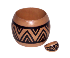 HOUTEN armband + ring set AMMA | handbeschilderd cherry wood | bangle maat M = 20 cm