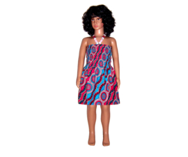 African princess dress ADANA | halterjurkje met houten kralen | maat L = 5 jaar