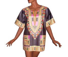 Afrikaans dashiki shirt  DARK GREY | Vlisco ANGELINA | unisex