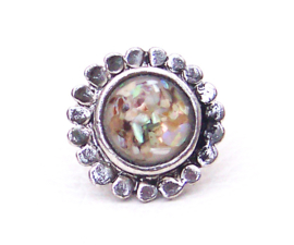 RING ABALONE #5 tibetaans zilver met abalone schelp | verstelbaar