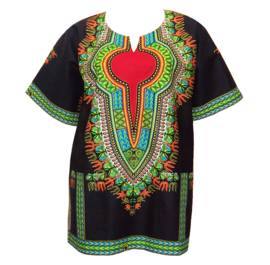Afrikaans dashiki shirt ZWART-ROOD | african wax print | unisex