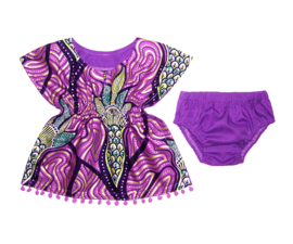 Dashiki setje BABY GIRL PURPLE | jurkje + luierbroekje | Vlisco / GOUD | maat 62/68 = 3-6 mnd