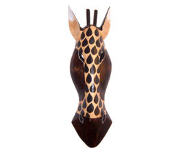 50 cm Houten GIRAFFE masker NEGASI - Afrikaans dierenmasker