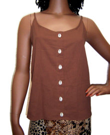 COWRIE TOP met  schelpen BRUIN | Afrikaans, Hippie Ibiza | L-XL-XXL
