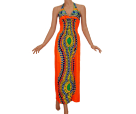 African Gypsy halterjurk MOZAIEK ORANJE | 3 maten