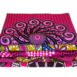 Afrikaanse quiltstoffen | 5 Fat Quarters African Wax Print | bundel PINK