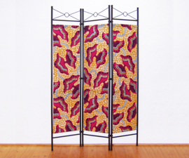 Kamerscherm HOT PINK-ORANGE | 3-delig, vouwbaar | African room divider Vlisco | 180 cm x 120 cm