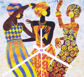 CELEBRATION afrikaanse klok met African Art Print | Ø 34 cm
