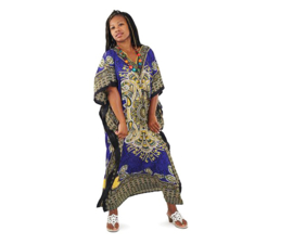 Kaftan BLUE MEDITERRANEA | paisley boho gypsy | M-XXXL