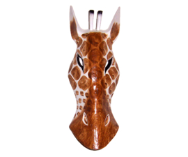 30 cm Houten GIRAFFE masker KOFI - Afrikaans dierenmasker