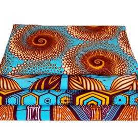 Afrikaanse quiltstoffen | 4 Fat Quarters African Wax Print | bundel LIGHT BLUE