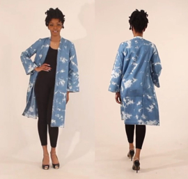 Denim KIMONO | tie-dye print cardigan | maat S