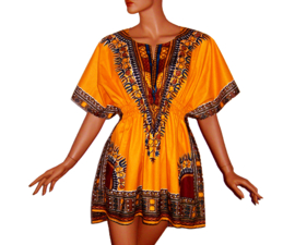 Afrikaanse dashiki jurk YELLOW GOLD | kaftan | Vlisco ANGELINA