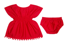Dashiki setje BABY GIRL RED | jurkje + luierbroekje | Vlisco Super-Wax | maat 62/68 = 3-6 mnd