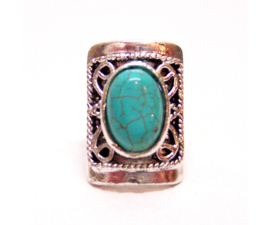 RING TURQUOISE #2 tibetaans zilver met turquoise steen