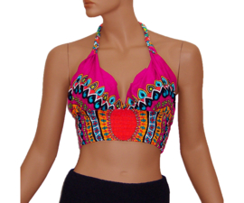 African Gypsy haltertop PINK | topje met straps | 3 maten