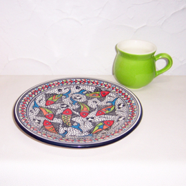 Lunchset Riahi Groen van Dishes & Deco | Mok + Lunchbord Ø 24 cm | handbeschilderd aardewerk