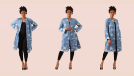 Denim KIMONO | tie-dye print cardigan | maat S