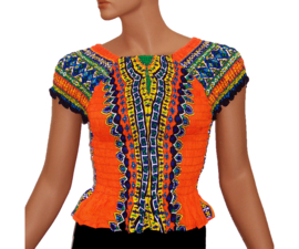 African Gypsy smock top ORANJE | baby doll topje | 3 maten