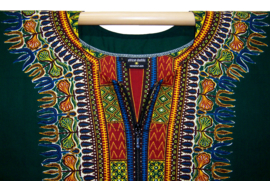 Dashiki shirt met rits DARK GREEN Vlisco ANGELINA | unisex