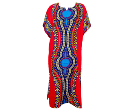 Afrikaans dashiki SHIRT LANG mozaiek rood | kaftan