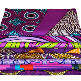 Afrikaanse quiltstoffen | 8 Fat Quarters African Wax Print | bundel PURPLE