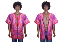 Dashiki vest/shirt met rits PURPLE Vlisco ANGELINA | unisex